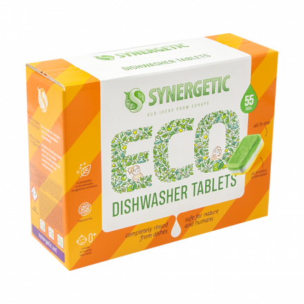Таблетки для посудомоечных машин SYNERGETIC 55 шт, 1100 г