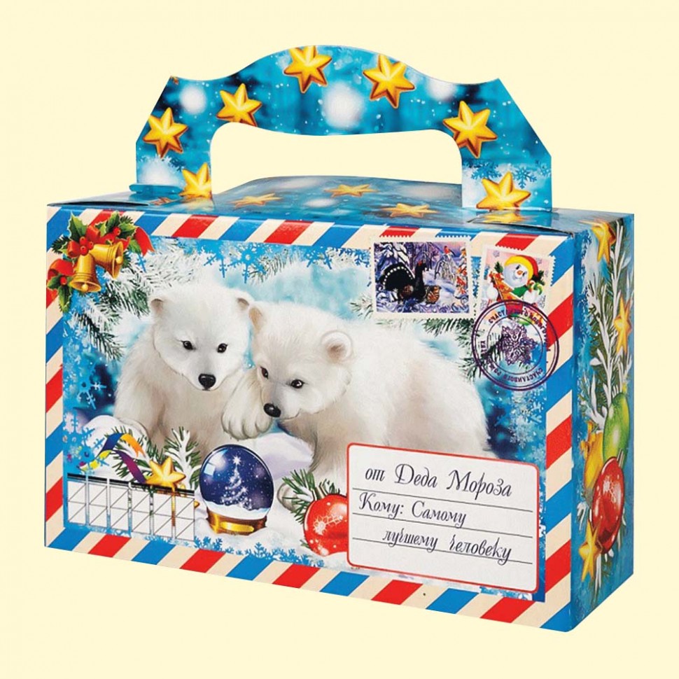 Складная подарочная упаковка - Письмо, медвежата, 500 г, 18,2 x 11,5 x 6 см