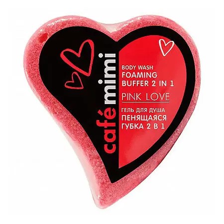 Пенна губка 2 в 1 "cafe mimi" PINK LOVE, серце, 60 г