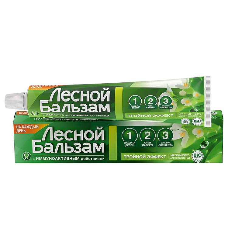 La pasta dentifrica "el Balsamo De bosque" el gusto suave del Aloe y el Te Blanco, 75 ml