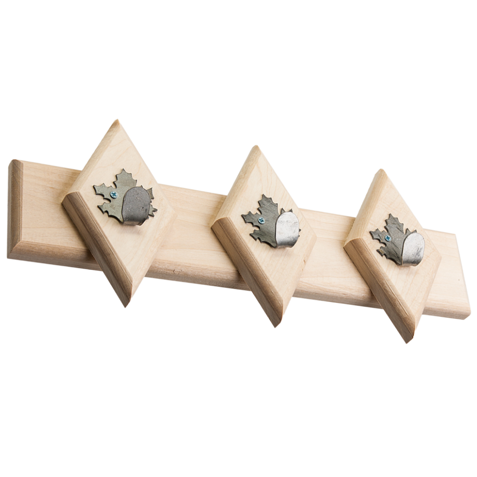 Вешалка с 3-мя железными кленовыми крючками 32 x 14 x 5,5 см Вешалка с 3-мя железными кленовыми крючками 32 x 14 x 5,5 см