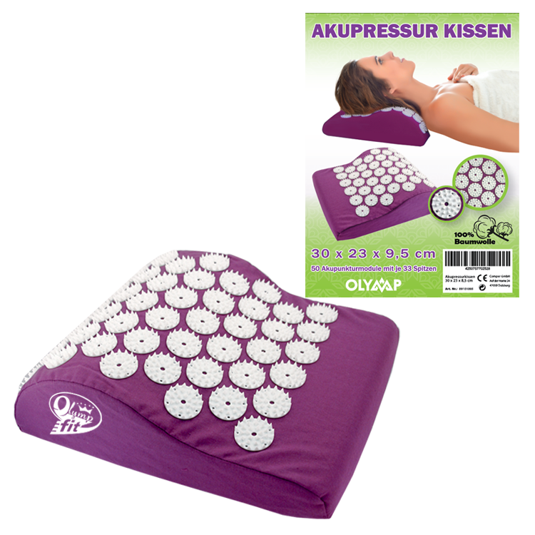 La almohada akupunkturnaya, 50 elementos que estimulan por 42 puntos, 30 x 23 x 9,5 cm
