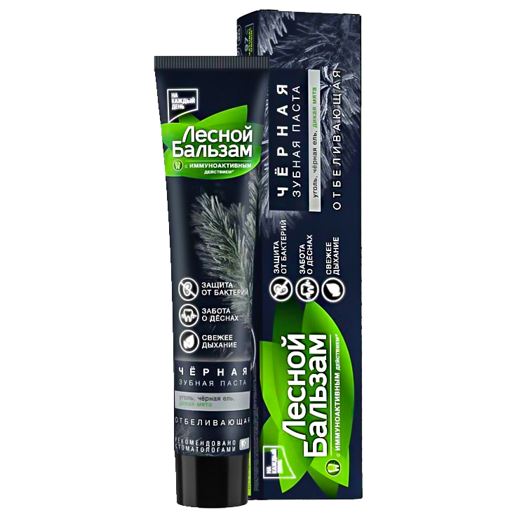 La pasta dentifrica negro "el Balsamo De bosque" que blanquea, el carbon, el abeto negro, la menta s