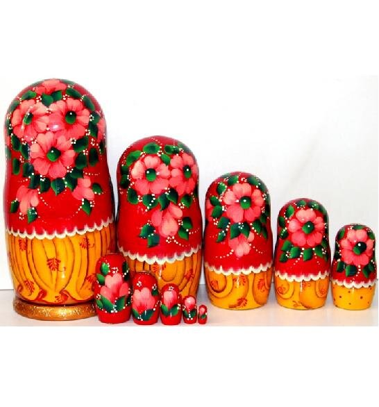 Bonecas russas Matrioshka "Moscou" 10 peças, 25 cm (altura)