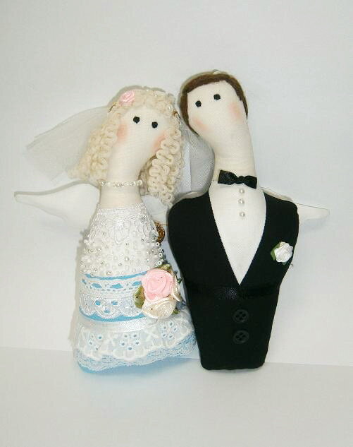 Свадебный набор кукол Тильда "Жених и невеста", ручная работа, высота 15 см