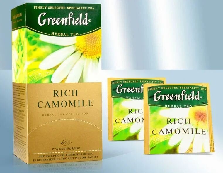 Té de hierbas "Rich Manzanilla" en bolsas, envueltas individualmente, 25 x 1,5 g