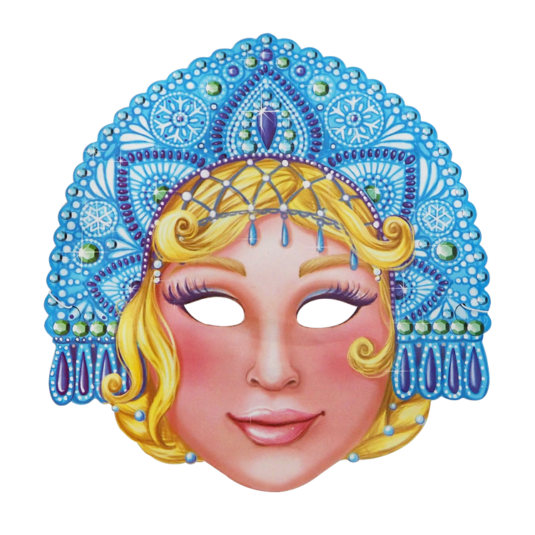 Маска "Снегурочка", 28,5 х 24,5 см, сет из 5 штук, каждая маска на резиночке,картонная Маска "Снегурочка", 28,5 х 24,5 см, сет из 5 штук, каждая маска на резиночке,картонная