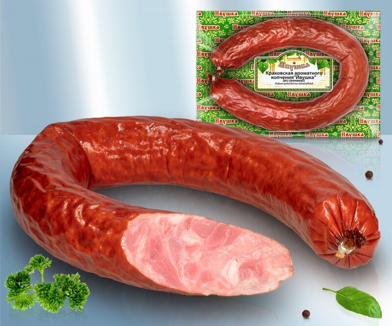 Краківська ароматного копчення "Івушка" зі свинини, 650 г