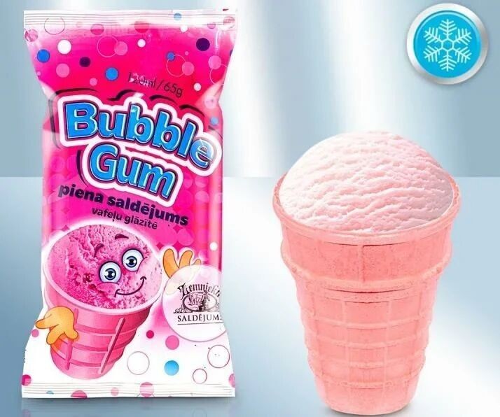 Морозиво Bubble Gum у вафельному стаканчику, 65 г
