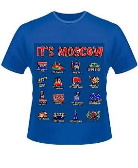 026-4 Esta é a camiseta masculina estampada de Moscou (cor: azul; M, L, XL)