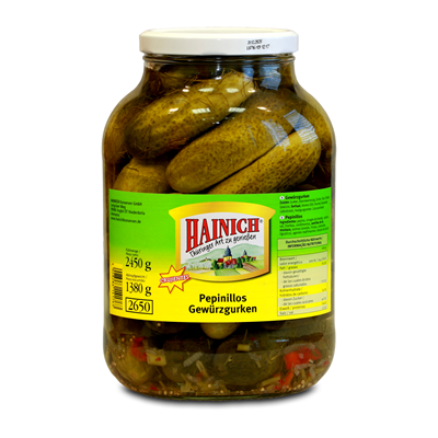 Frasco HAINICH de 1380g com pickles agridoces inteiros