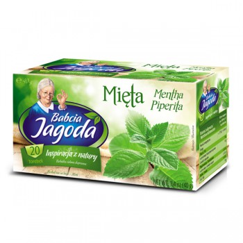 Чай травяной пакетированный с добавками мяты "Babcia Jagoda", 40 г, 20 пакетиков