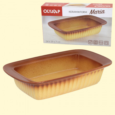 Керамическая форма для запекания "Мария" прямоугольная, коричневая, 34 х 19 х 7 см