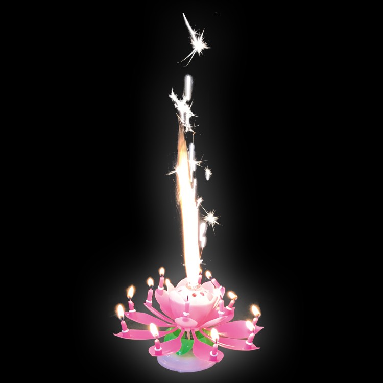 Музыкальная свеча - "С днём рождения", Розовая