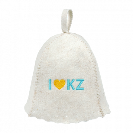Шапка для бани и сауны с вышивкой I love KZ, из войлока