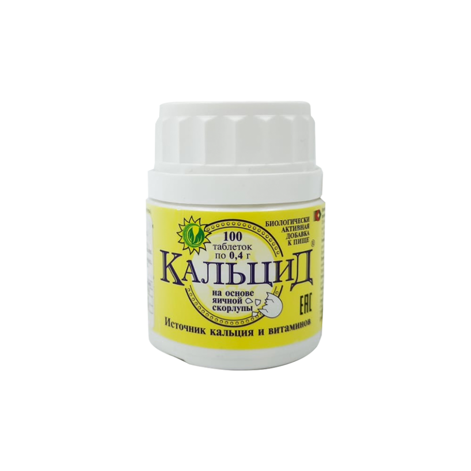 Kaltsid en base a la cascara de huevo, la fuente del calcio y las vitaminas, 100 pastillas por 0,4 g