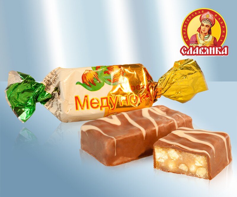 Chocolates russos. Bombons com cobertura de chocolate "Medunok com noz" Bielorrússia, 100 g