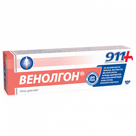 Гель-бальзам косметический "911 Венолгон" для ног, 100 мл