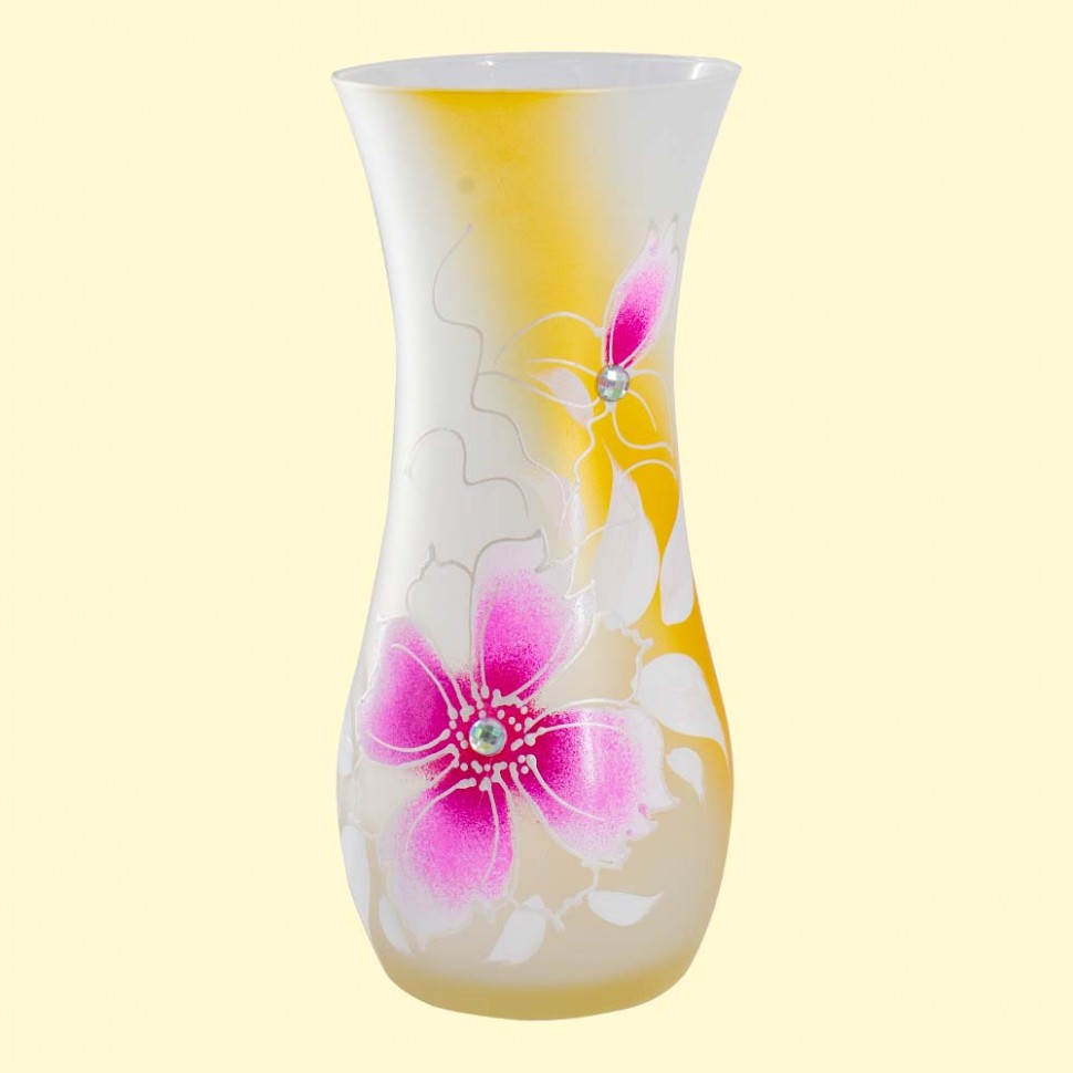 El florero - la flor Rosada, el cristal, 25 cm