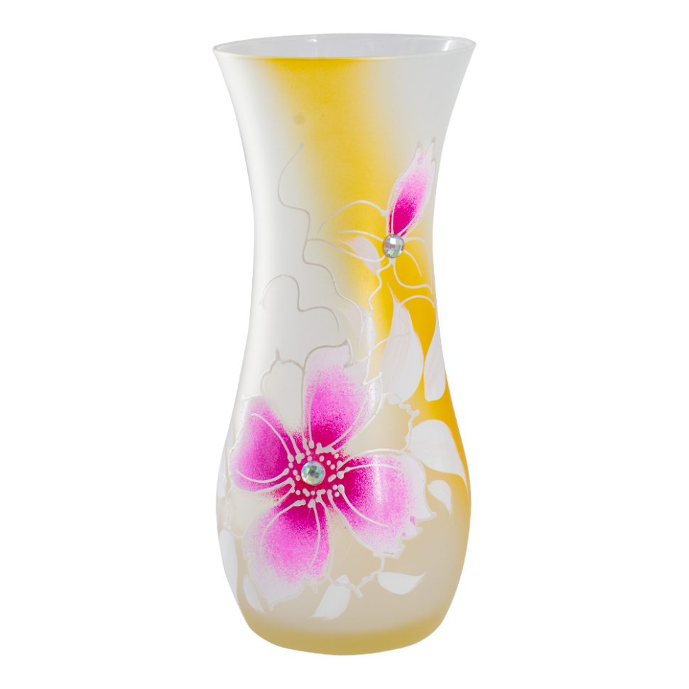 El florero - la flor Rosada, el cristal, 25 cm El florero - la flor Rosada, el cristal, 25 cm