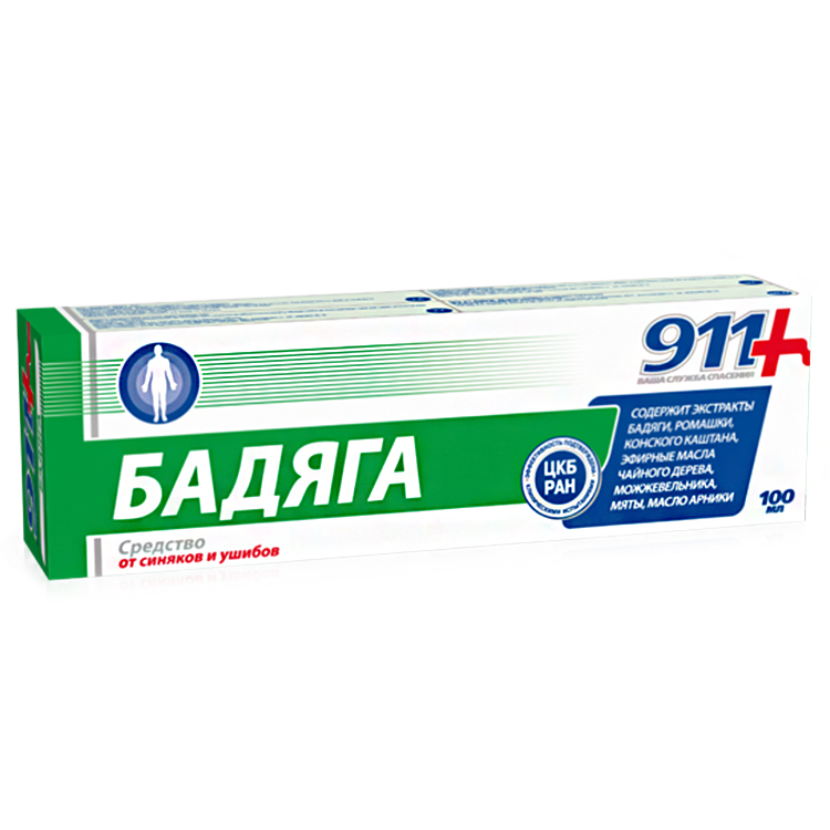 El gel-balsamo cosmetico "911 Badyaga" para el cuerpo, 100 ml