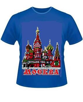031-7 Camiseta masculina estampada em Moscou (cor: azul; tamanho: XXL)