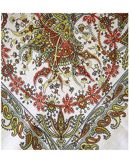 Lenço tradicional folclórico russo para presentear, 100% lã, Pavlovskiy Posad, 89 х 89 cm