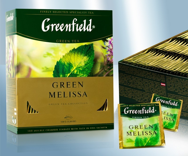 Гринфилд Грин Мелисса, зеленый чай в пакетиках (100х1,5г)