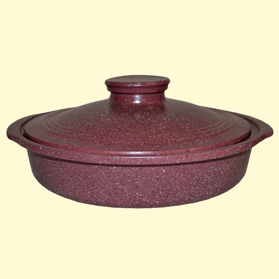 Frigideira com alças e tampa, barro vermelho, granito, ∅ 28 cm