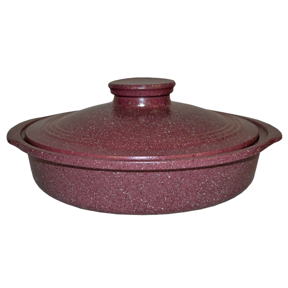 Frigideira com alças e tampa, barro vermelho, granito, ∅ 28 cm