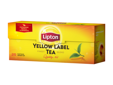 Чай черный пакетированный "Lipton" Yellow Label Tea, 50 г, 25 пакетиков