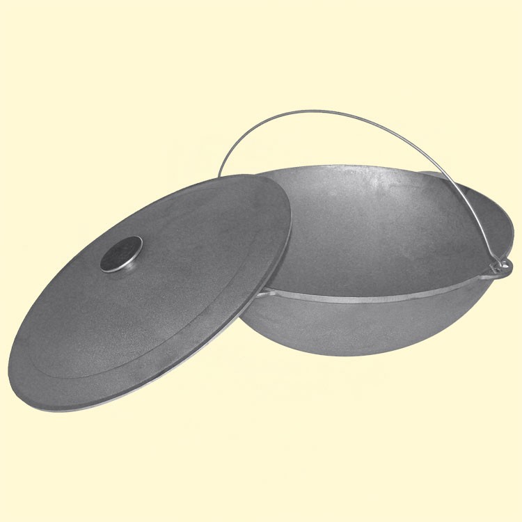 Caldeirão de ferro fundido Tatar, 12 L, 9,7 kg, Ø 40 cm, H: 16 cm, com tampa e alça, espessura do fundo: 3,7 mm