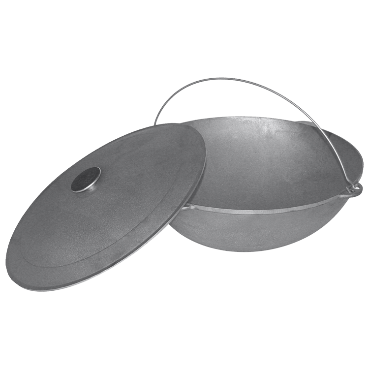 Caldeirão de ferro fundido Tatar, 12 L, 9,7 kg, Ø 40 cm, H: 16 cm, com tampa e alça, espessura do fundo: 3,7 mm