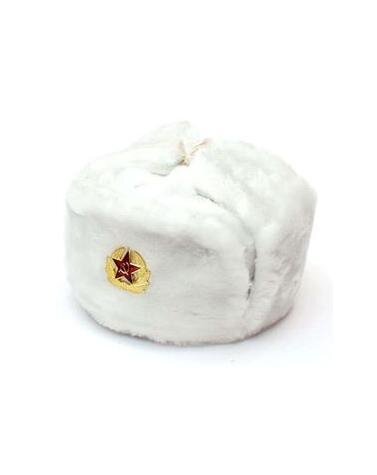 Chapéu de inverno russo "ushanka", branco, com abas nas orelhas, tamanhos 60, 62