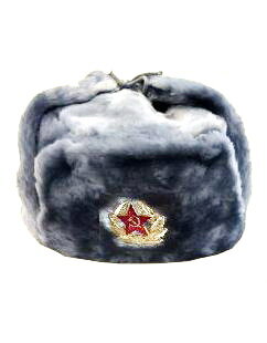 Chapéu de inverno russo "ushanka", cinza, com abas nas orelhas, tamanhos: 60