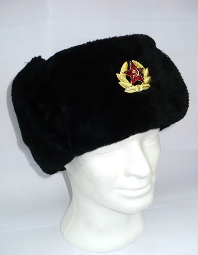 Chapéu ushanka russo com estrela e abas nas orelhas, pele macia artificial, tamanhos: 56, 57