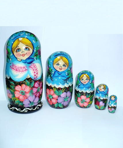 Bonecas russas Matryoshka de 5 peças "Ornamentos eslavos" de 18 cm (altura)