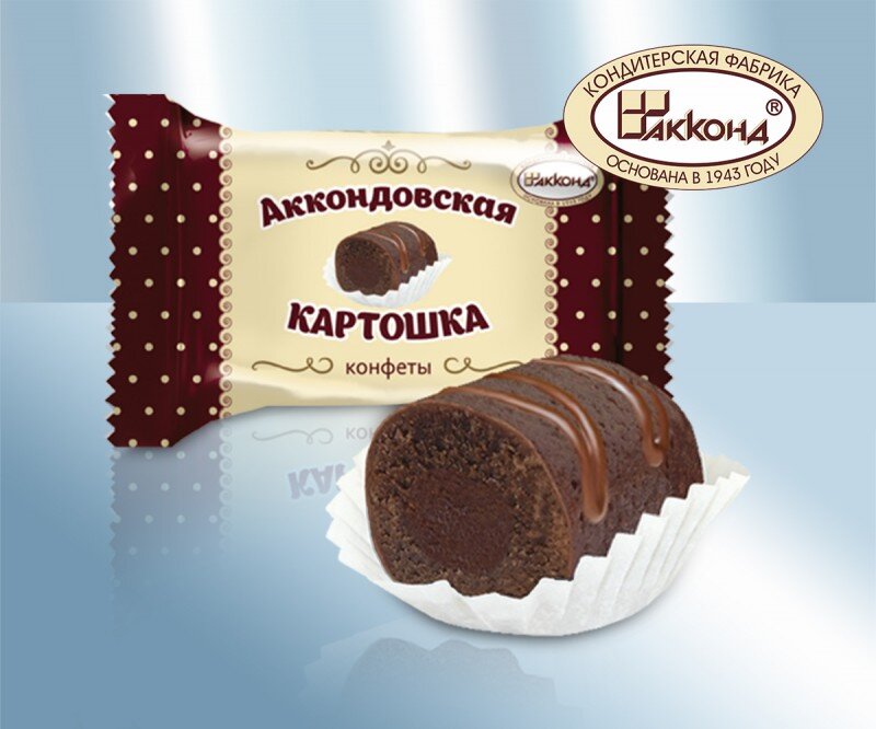 Bombones cubiertos de chocolate "Akkondovskaya kartoshka", 100 g