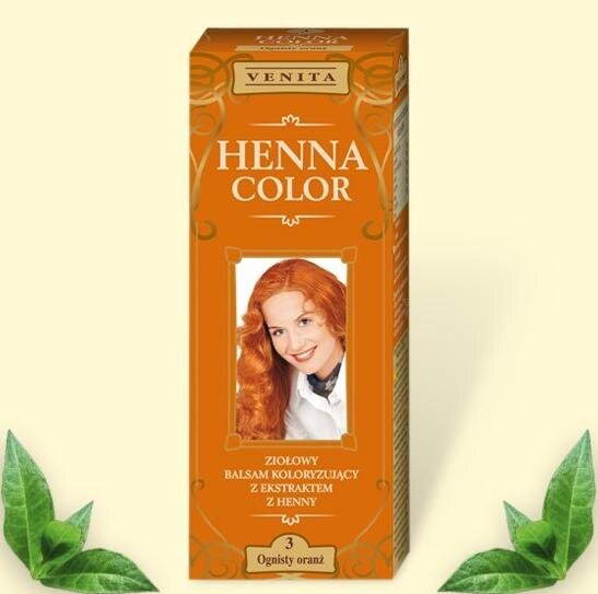 Colorear balsamo a base de hierbas "henna de color" en la base de henna natural, 75 ml, color: naran