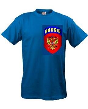 060-2 Camiseta futbol de hombre Escudo de Rusia (color: azul; talla: L)