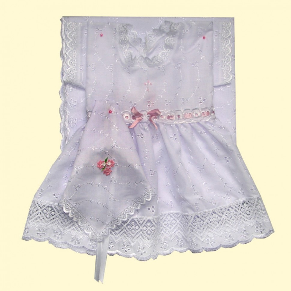 Крестильный набор для девочки (платье+платок+полотенце),различные дизайны