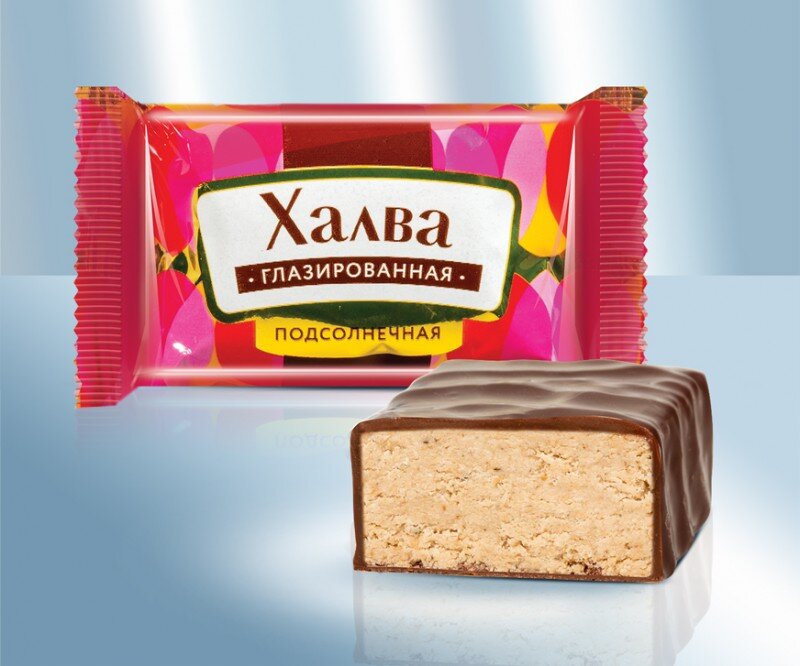 Dulce ruso. Jalva (turron)  en chocolate", Ucrania, 100 g