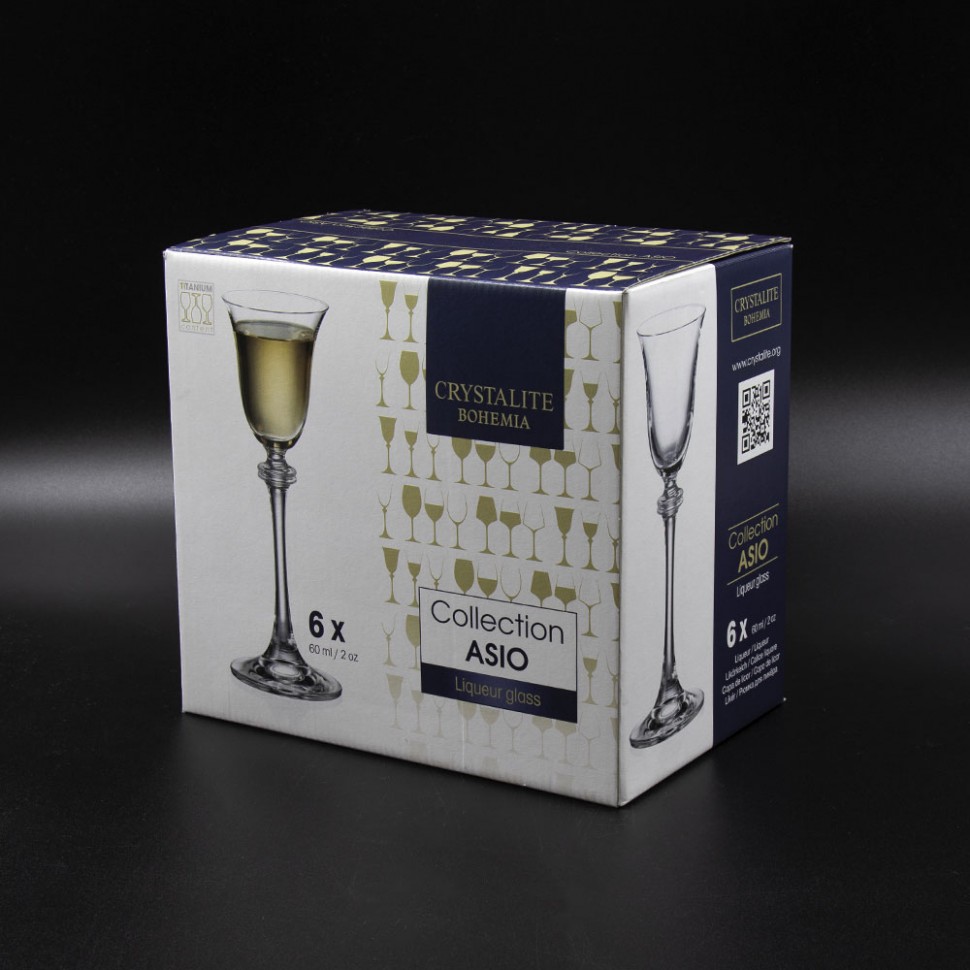 El juego para el licor / del aguardiente ASIO en el papel de regalo, 6 copas por 60 ml,