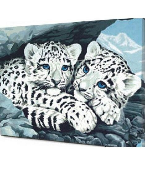 Defina para pintar imagens por números. Leopardos da neve (30 x 40 cm)