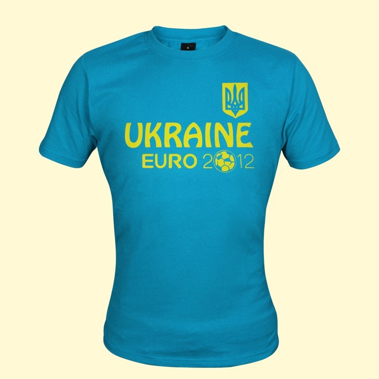 Футболка "Ukraine Euro 2012" бирюзовая, 100%-хлопок
