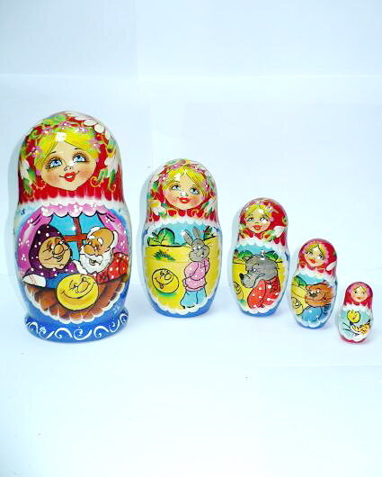 Matryoshka (bonecas russas) de 5 peças "Kolobok" 18 cm (altura)