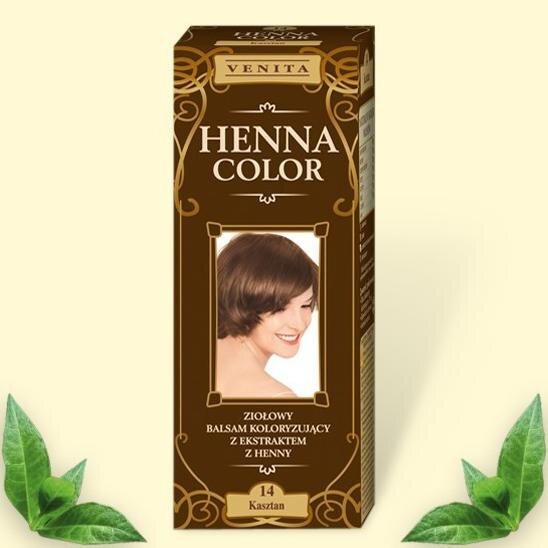 Фарбуючий трав&#39;яний бальзам "Henna Color" на основі натуральної хни, 75 мл, колір: каштан
