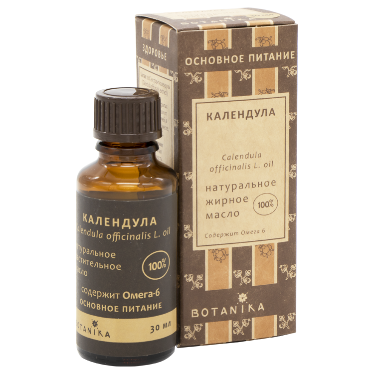 Жирное масло Календулы Ботаника 100% эфирное масло, 30 мл Жирное масло Календулы Ботаника 100% эфирное масло, 30 мл
