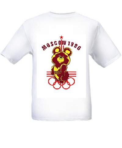 071-1 Camiseta divertida de hombre Moscow 1980 ( blanco; L, XXL)