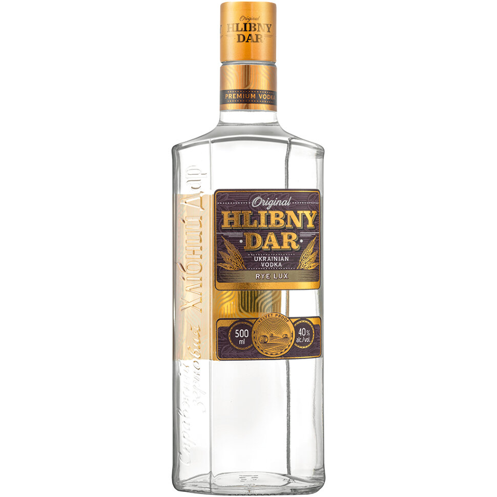 Vodka ucraniana "Jlebniy Dar" luxe de centeio, 0,5 l